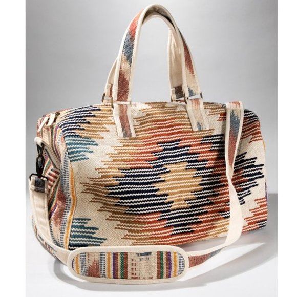 Boho Travel Bag - Ethnic Navajo Design - Handwoven from Fully Fine Cotton - Picture 4 of 13
